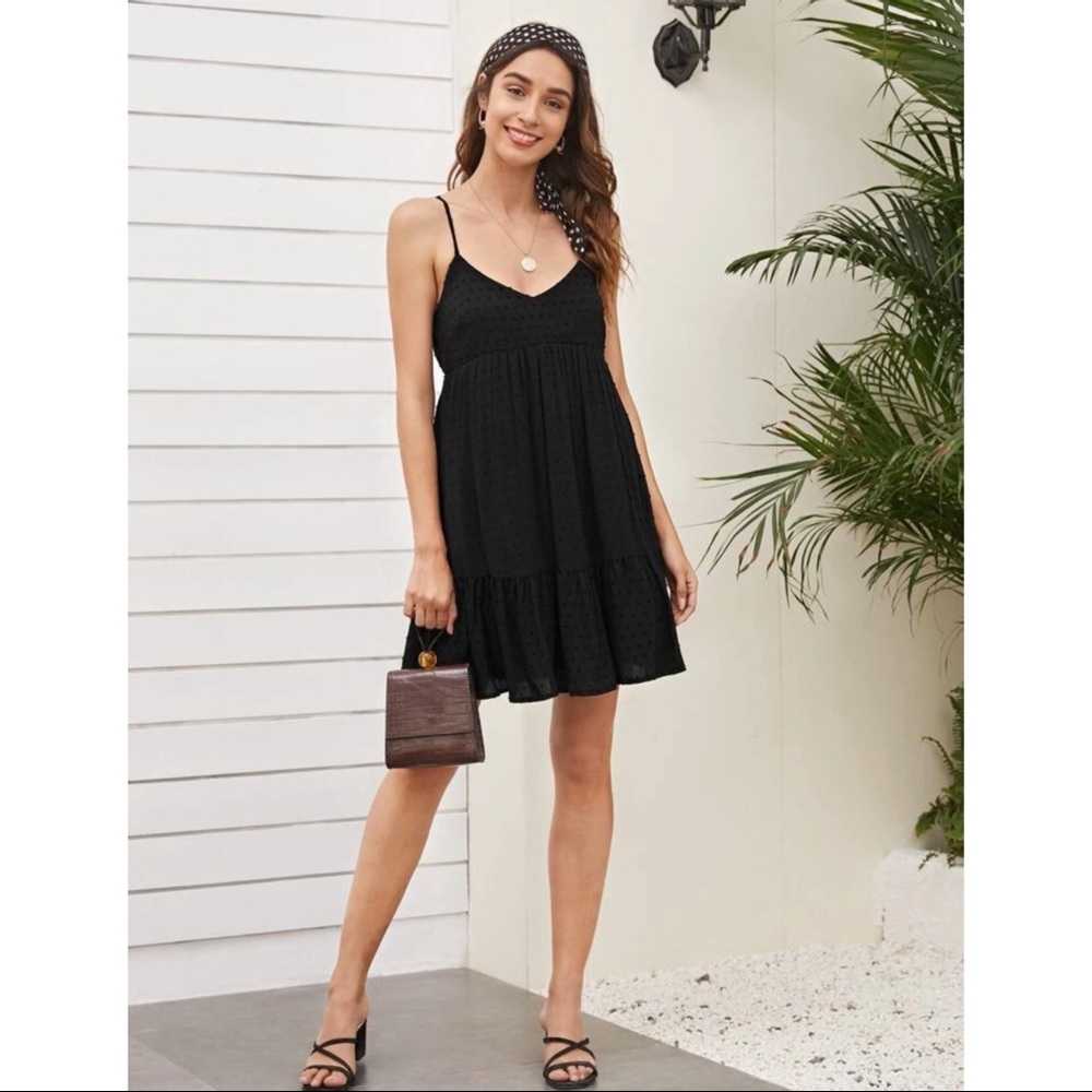 Swiss Dot Ruffle Hem Cami Dress Sz XL
